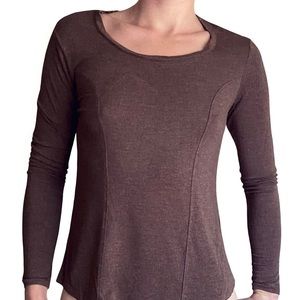 COPY - Vera Wang Scoop Neck High Low Hem Hourglass Ribbed Brown Shirt XS